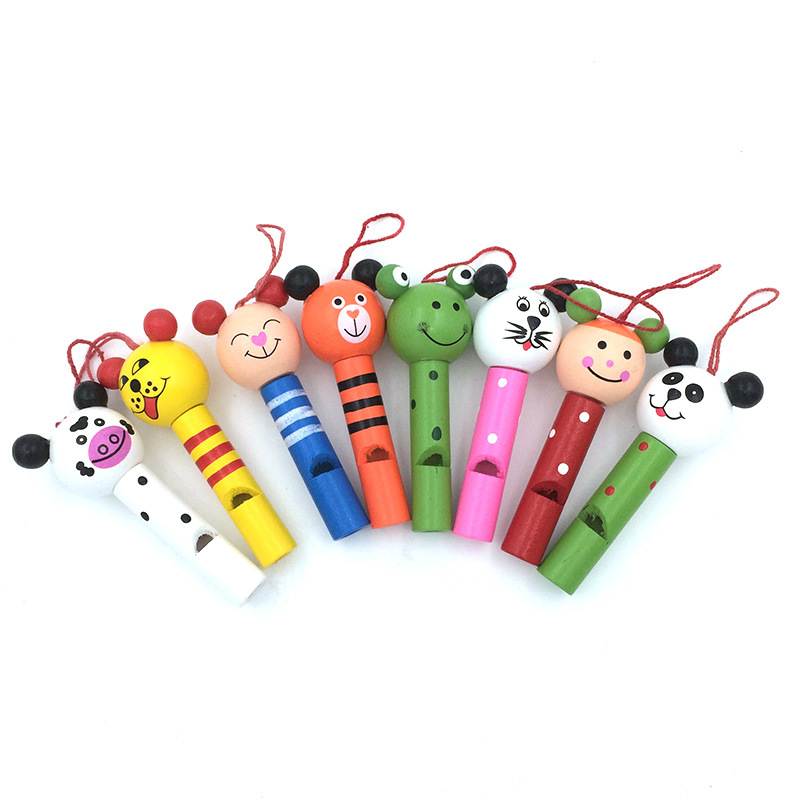 木质吹奏音乐玩具儿童环保手机背包挂饰 创意卡通木制动物口哨