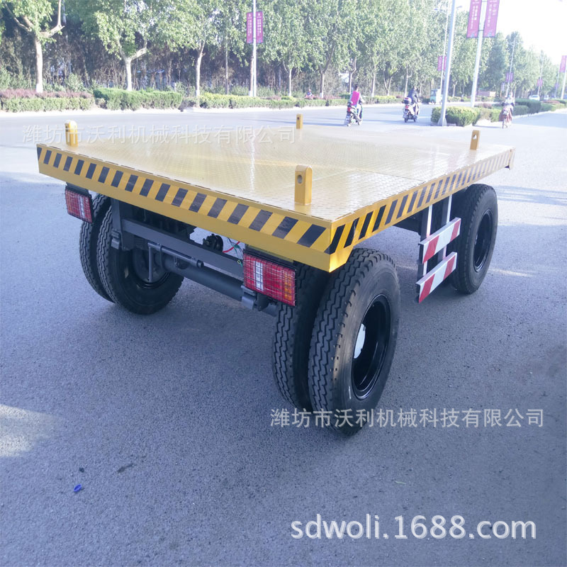 12吨重型平车拖车 牵引带转向仓库平板运输车 车间转运货物平板车|ms