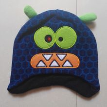 冬季儿童动物帽子批发卡通图案针织儿童帽子热销宝宝帽子护耳保暖