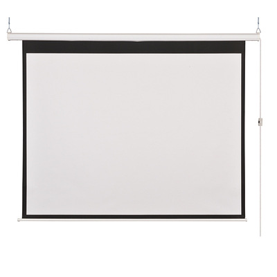 厂家供应100寸16：9白塑电动投影幕布 家用办公高清投影幕屏幕布|ms