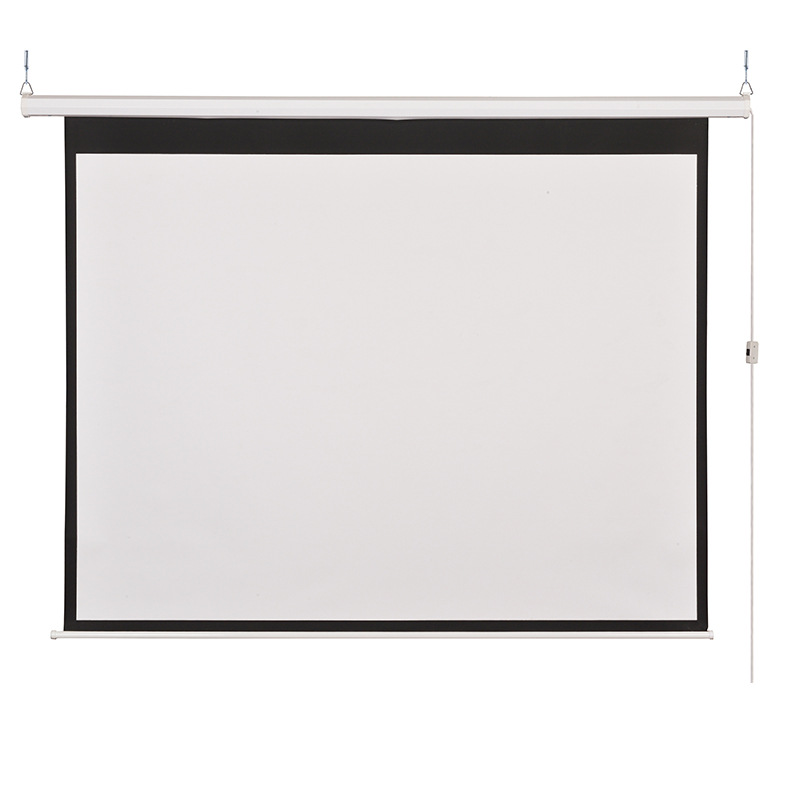 厂家供应100寸16：9白塑电动投影幕布 家用办公高清投影幕屏幕布|ms