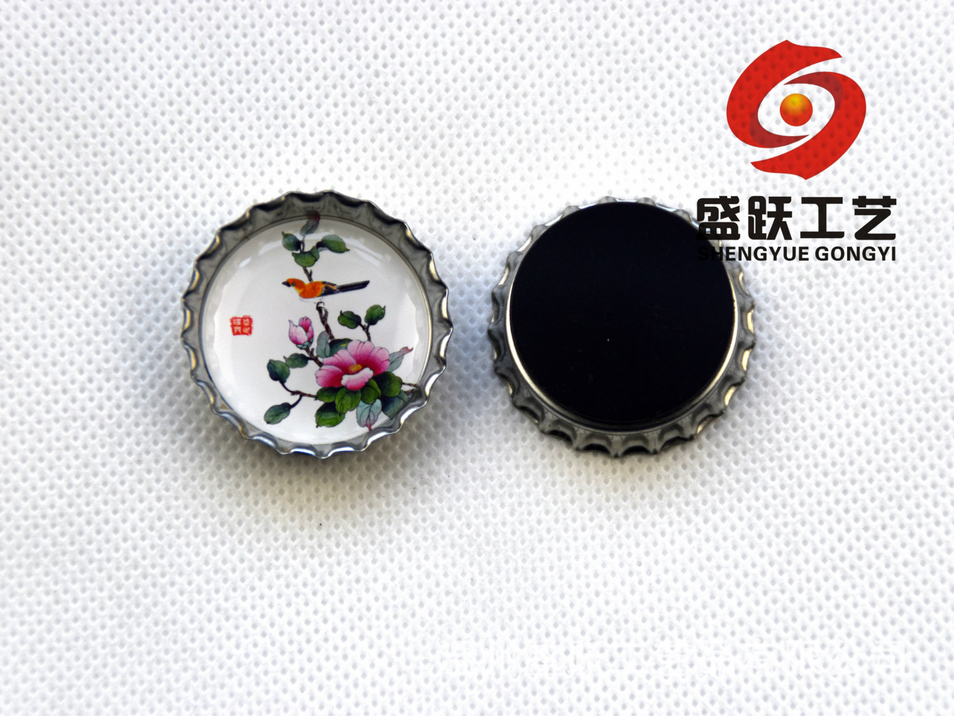 中国风 瓶盖冰箱贴 花鸟鱼虫