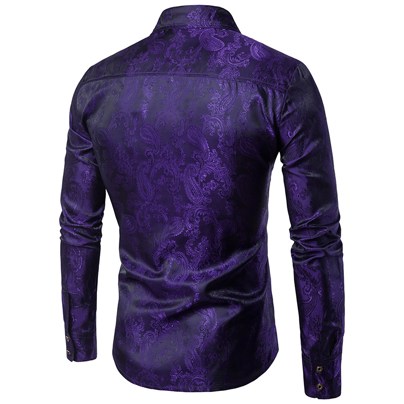 2020 Shiny Shirt Men Chemise Homme 2019 New Paisley Flower Slim Fit ...