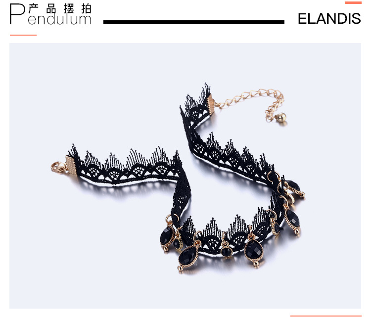 Punk alloy Inlaid stones necklace (Golden black)NHNTF1351-Golden black