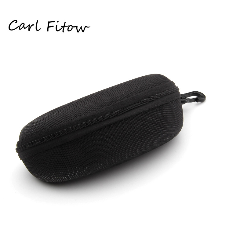 Portable black zipper sunglasses case la...