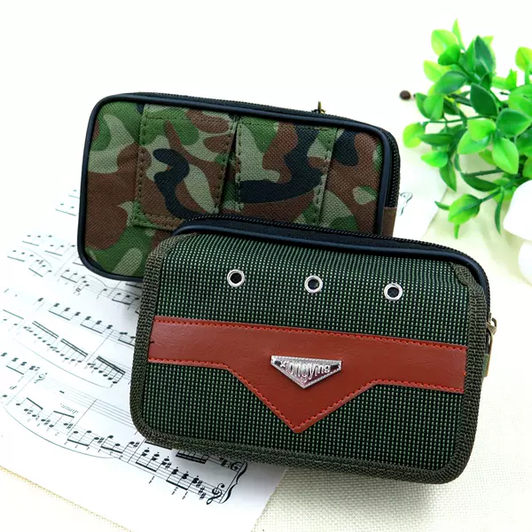 Stall supply men's double pull with cover mobile phone waist bag Oxford cloth double back look forward to wear belt mobile phone Bag Men's waist bag