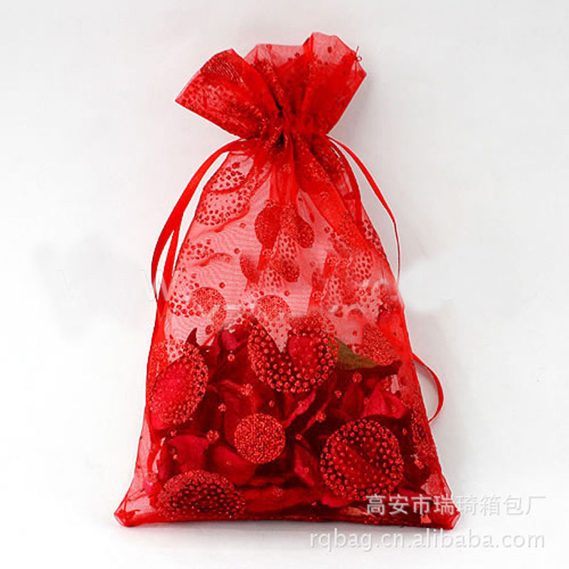 Gauze white jewelry storage bag flower-shaped