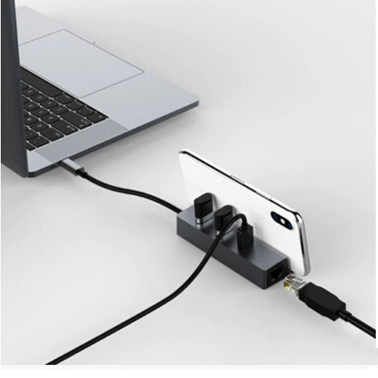 Универсальная сетевой хаб USB 3.1 с RJ45 Type-C к RJ45, 3 порта 3.0