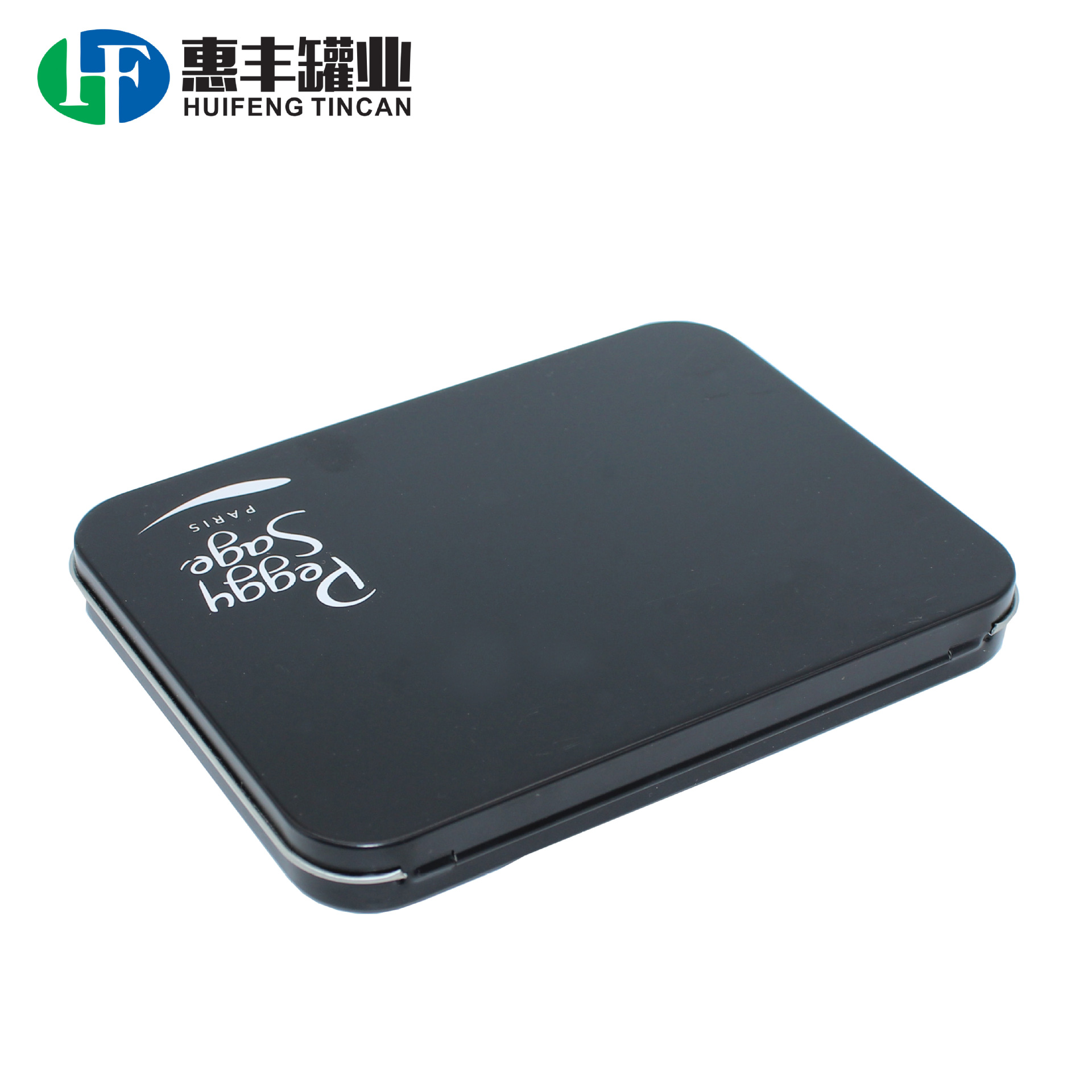 东莞铁盒厂生产穿铁线翻盖方盒 卡片黑色哑光首饰盒 画笔刀具铁罐