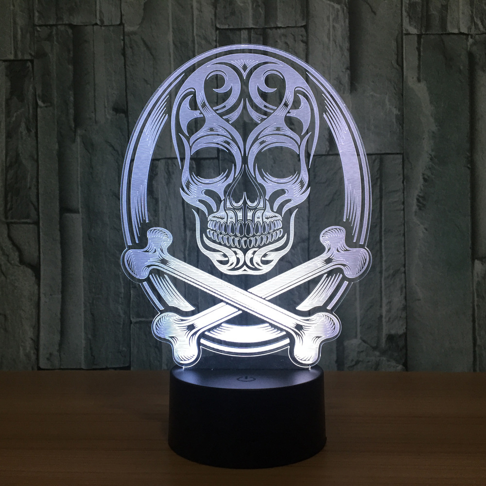 3D创意七彩小夜灯 简约触摸家居卧室USB供电