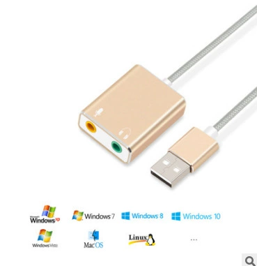 USB7.1 Алюминиевая звуковая карта для компьютерных телефонов высокого качества стерео