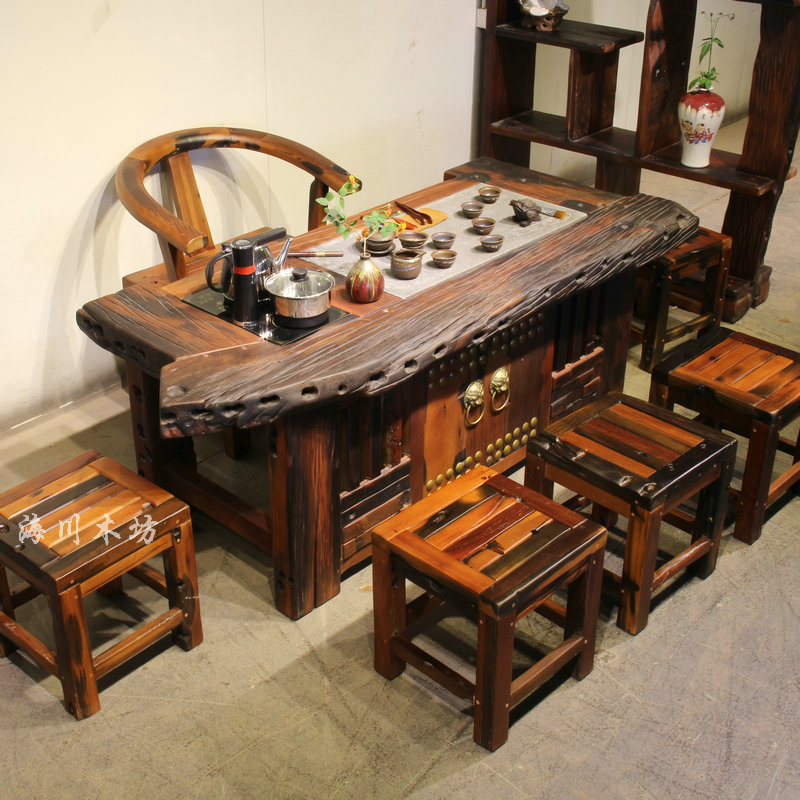 老船木茶台家具古船木茶桌椅组合客厅功夫泡茶几全套新中式家俱