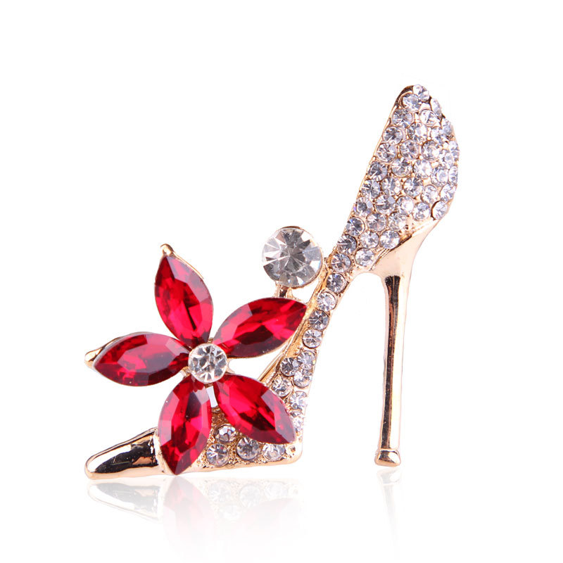 Korean fashion trend alle spiel kristall strass high heels brosche pin zubehör_voghion.com