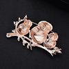 Fashionable retro cute brooch, diamond encrusted, with snowflakes, wholesale