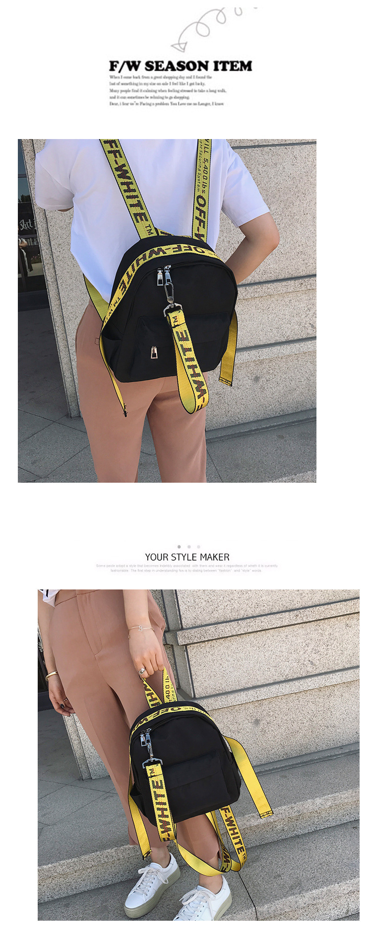 off white backpack pink