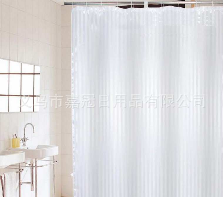 White stripe shower curtain