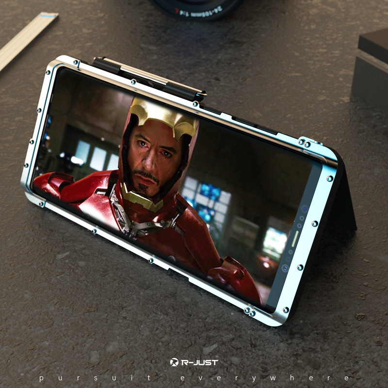 Armor King Iron Man Luxury Shockproof Stainless Steel Aluminum Metal Flip Case Cover for Samsung Galaxy Note 8