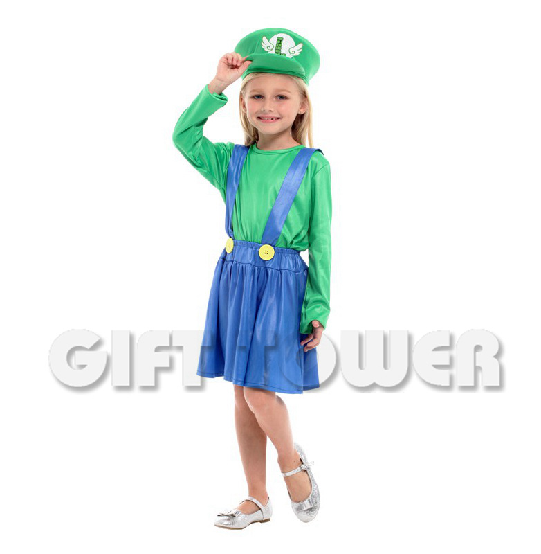 超级玛丽马里奥套装小女水管工舞台表演服装 儿童超人动物猪e道服G-0258 舞台服、表演服详情图6