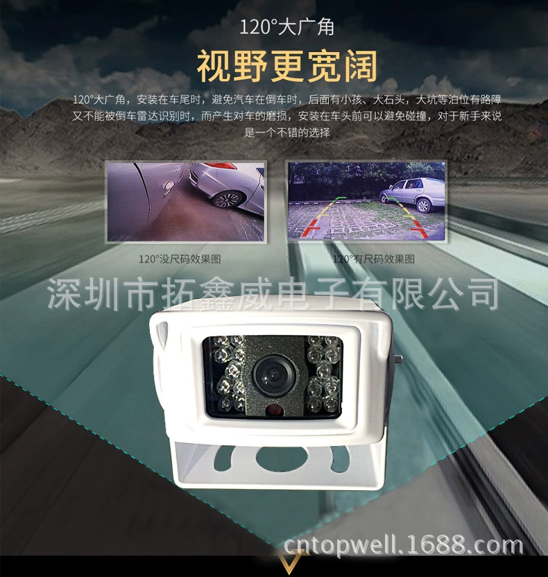 White 4-core navigable short audio Sharp 420 line CCD HD bus rear view camera T-637