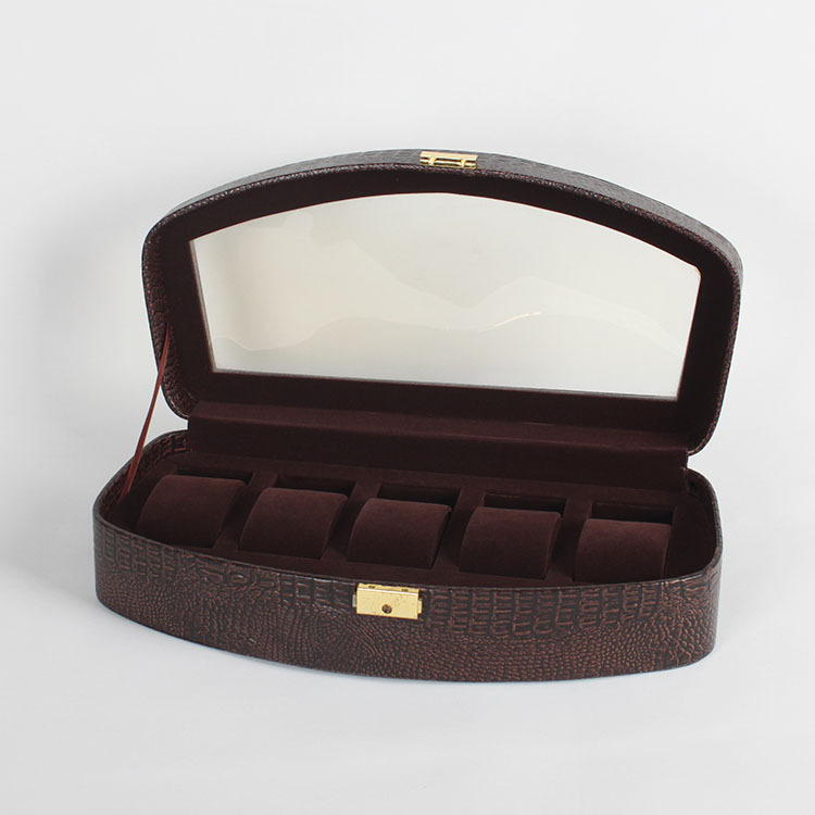 工厂定制 5位开窗手表盒 皮质展示盒 礼品包装首饰盒