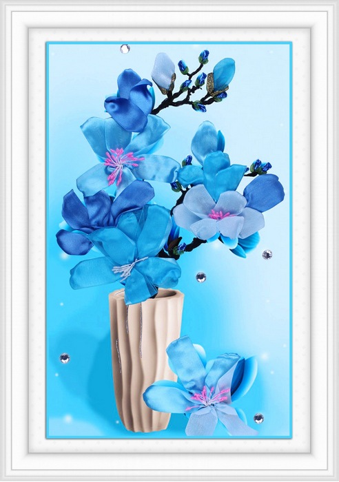 Oujin nianhua cinta bordado fábrica directa color impresión colgante pintura Jade Nieve Azul vestido 1 sala de entrada pintura decorativa