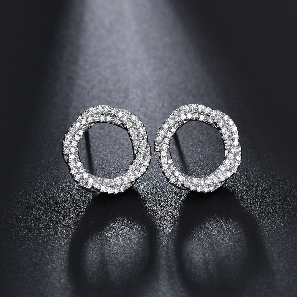 1 Pair Simple Style Commute Twist Polishing Plating Inlay Copper Zircon Ear Studs display picture 4