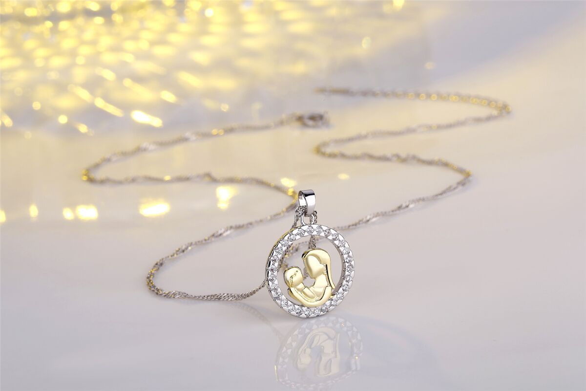 Mother&#39;s Day Necklace Wholesale Zircon Sterling Silver Round Diamond Necklace Yiwu Nihaojewelry Wholesale display picture 5