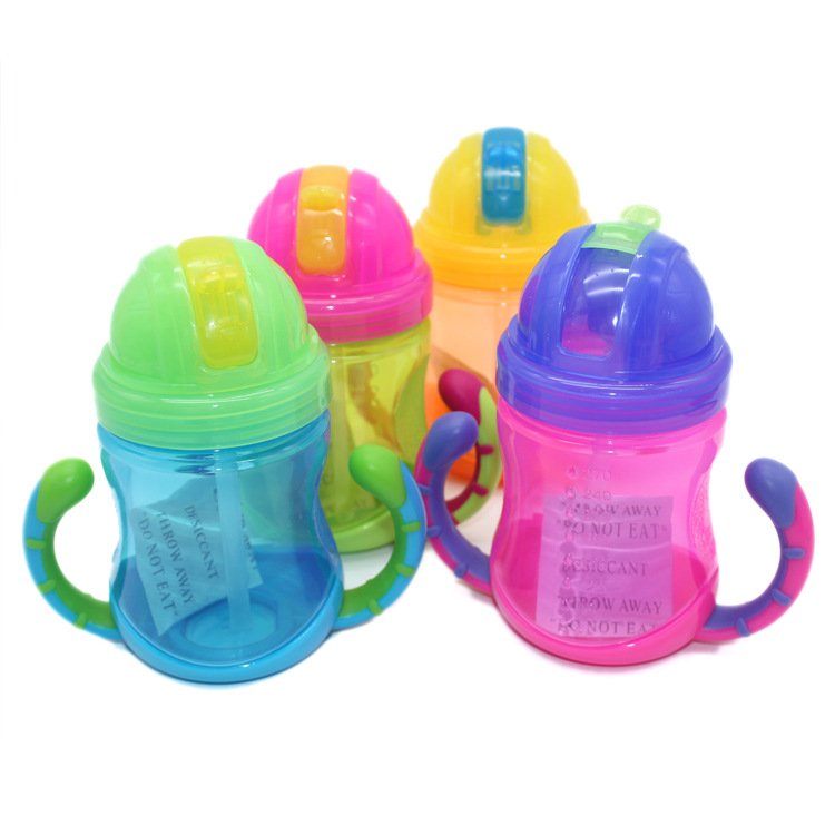 睡着喝婴幼儿童学饮杯防漏防呛吸管水杯双手柄摔不破可倒立不漏