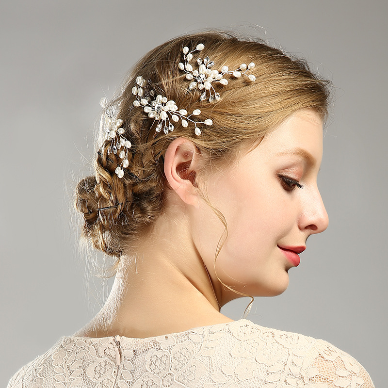 Sweet Geometric Flower Alloy Artificial Rhinestones Artificial Pearls Hairpin display picture 2