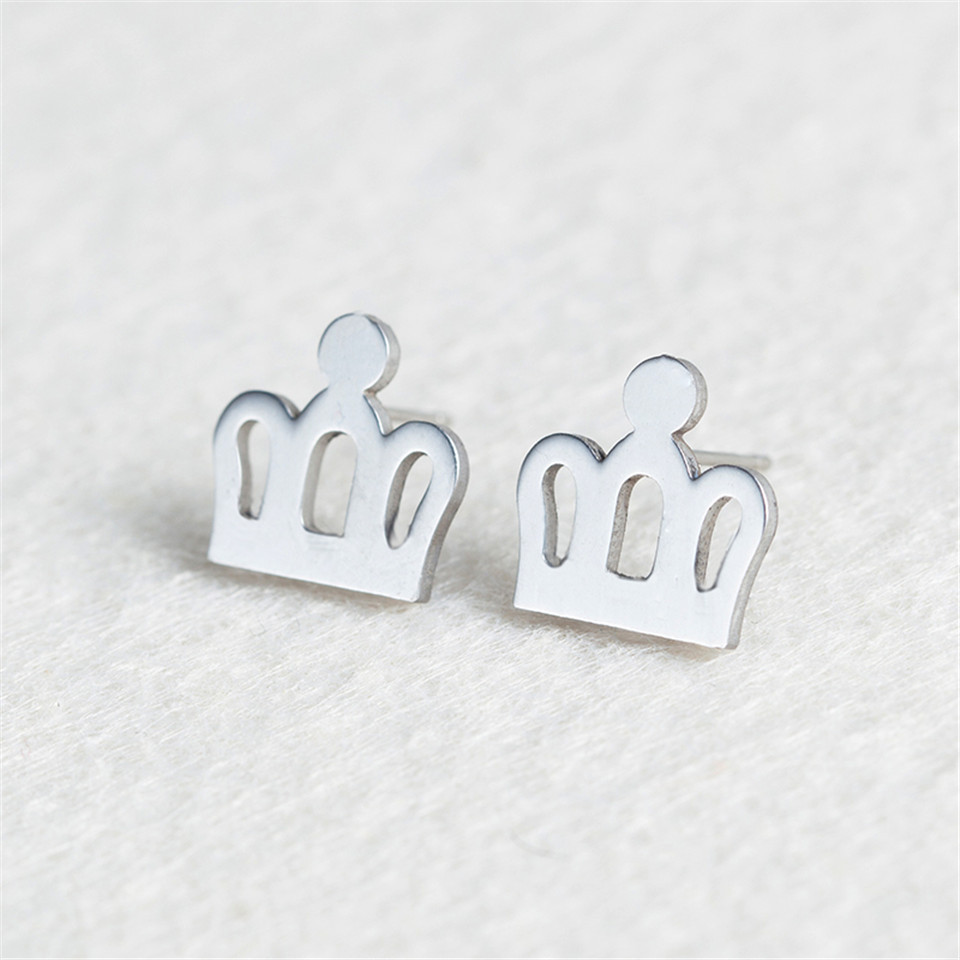 Simple Crown Stainless Steel Earrings display picture 6