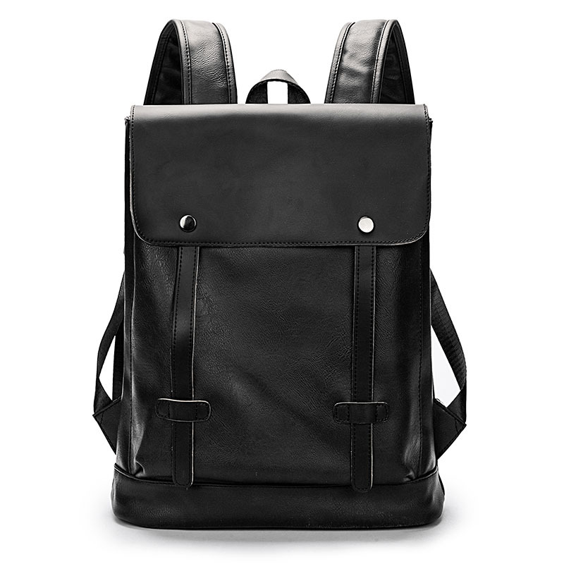 Men's Korean version trendy college style middle school student casual leather backpack_voghion.com