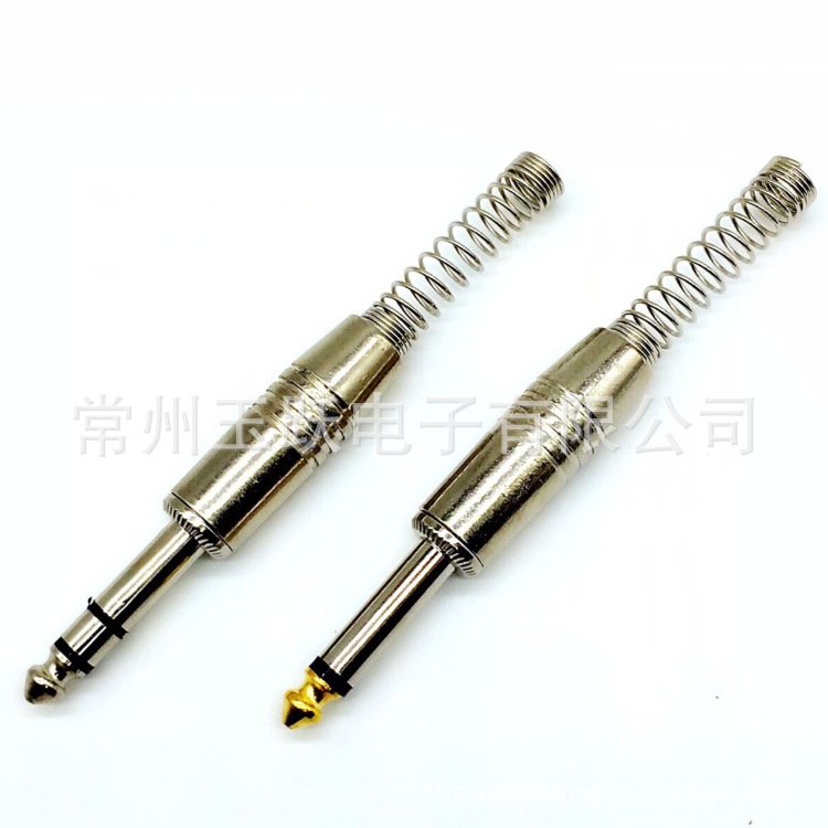 【厂家直销】 6.35单声道焊接公头 大二芯吉他插头 调音台连接线