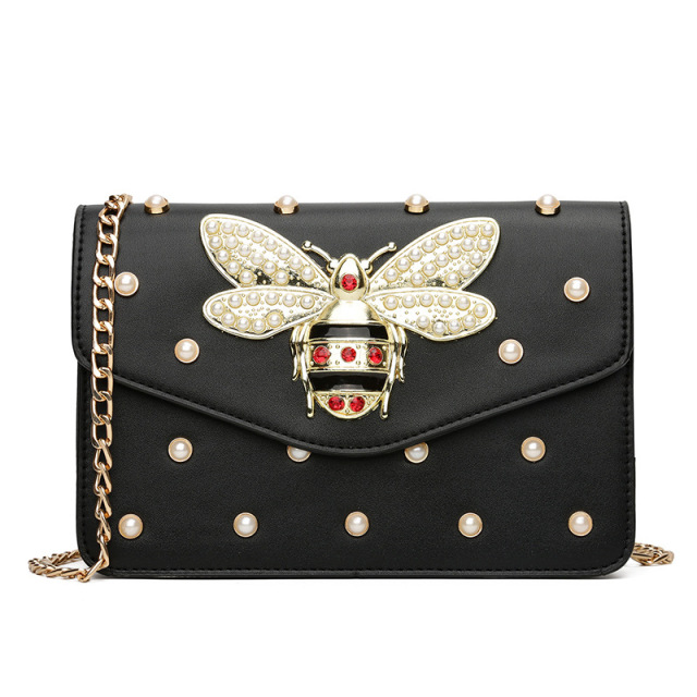 fashion pearl rivet summer new chain single shoulder bag small bee 