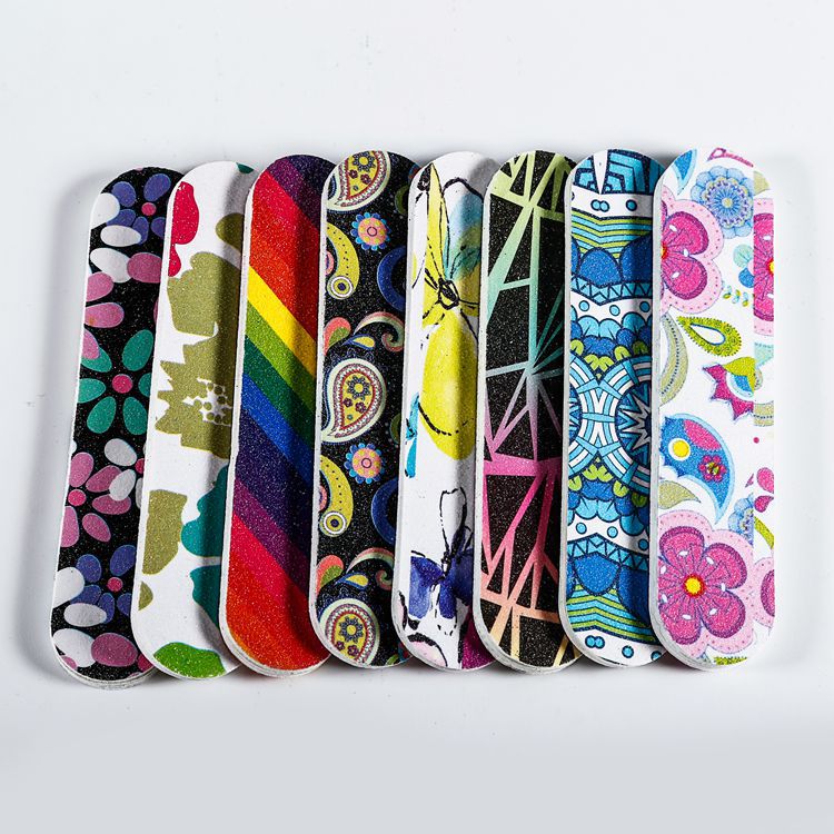 Sandpaper Material Retro Color Block Flower Sandpaper Nail File 1 Piece