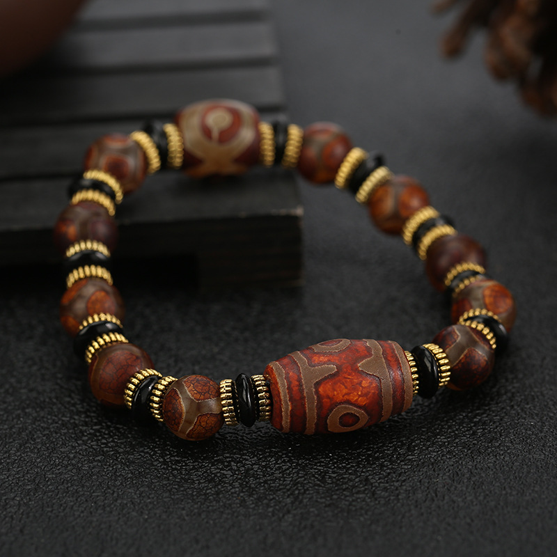 琦毅天然藏式老天珠玛瑙手链 天眼缠丝玛瑙男女手串 新品推荐