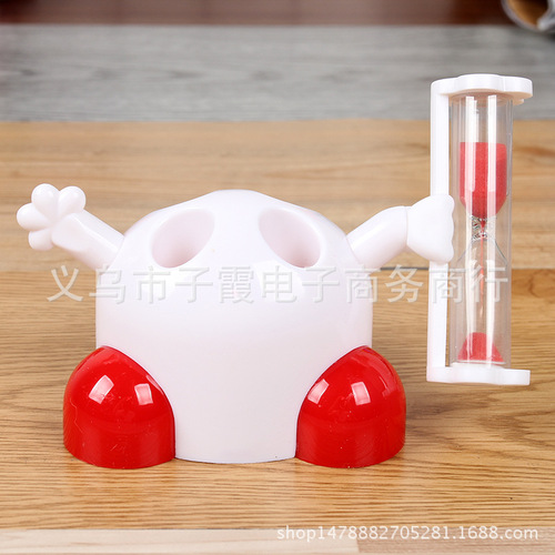 Factory Direct Plastic Toothbrush Holder 3-Minute Timer Hourglass Children's Brushing Timer Cartoon Creative Ornament