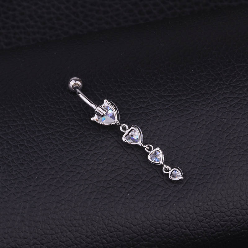 Fashion Heart Stainless Steel Inlaid Zircon Belly Ring display picture 6
