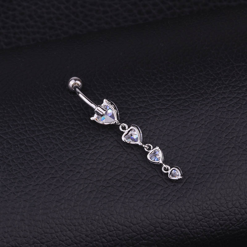 fashion heart-shaped zircon pendant tassel umbilical nail