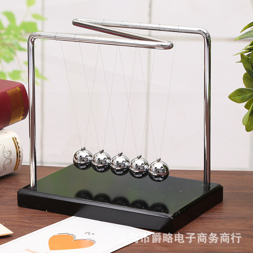N-shaped solid wood Newton pendulum ball, pool ball, bumper ball, scientific cradle balance ball, desktop decompression decorative ornaments