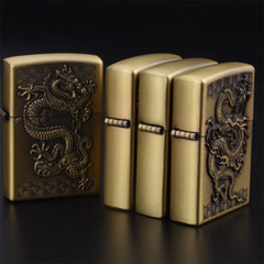 JT6117 Jian Tai Bronze Kerosene Lighter Wholesale Creative Personalized Dragon Carved Metal Windproof Lighter Smoking Accessories Gift