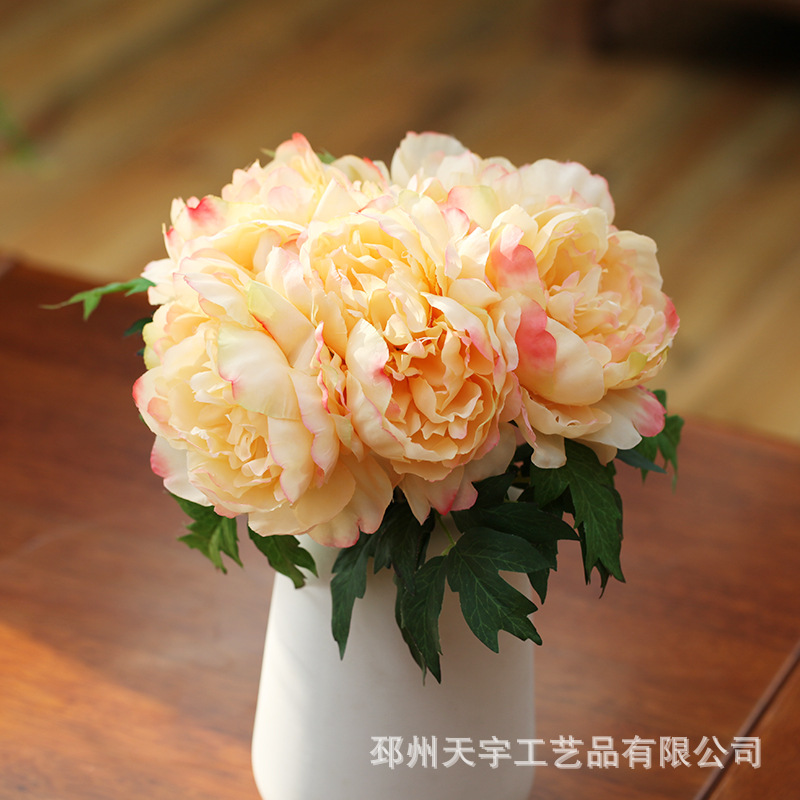 歐式5頭扎束牡丹仿真花 手捧牡丹花 仿真婚慶手捧花餐桌婚慶裝飾