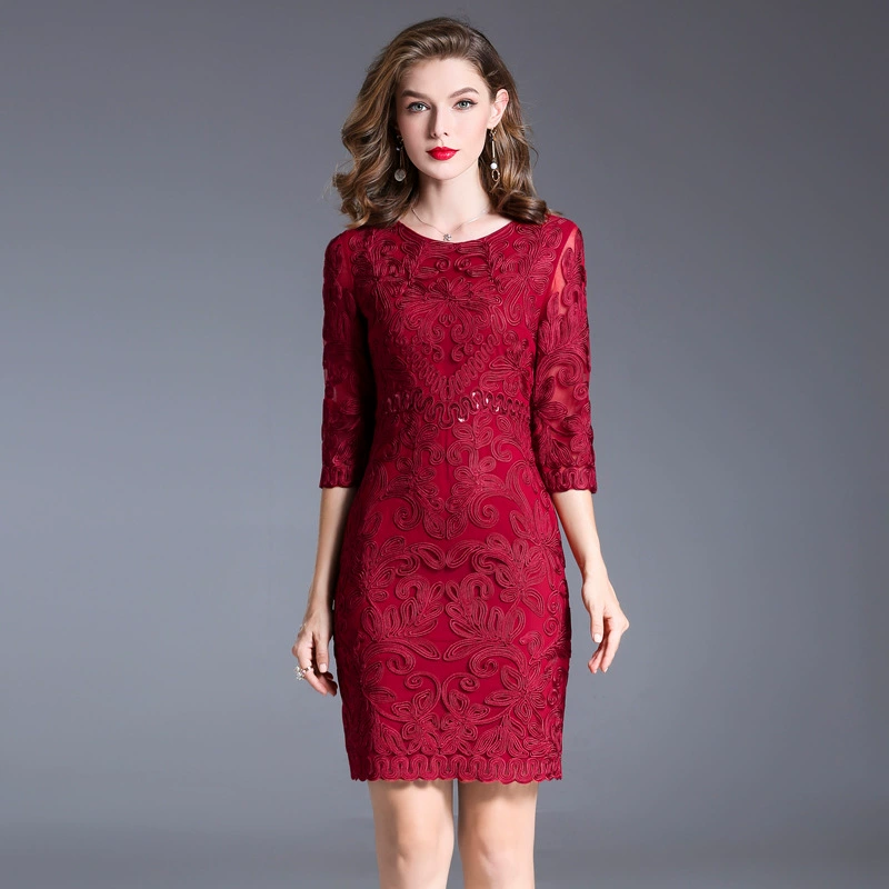 Заказ поколения свадьба мать женщин осень и зима новые европейские и американские плюс размер одежды среднего возраста и пожилых людей платье с длинным рукавом оптом