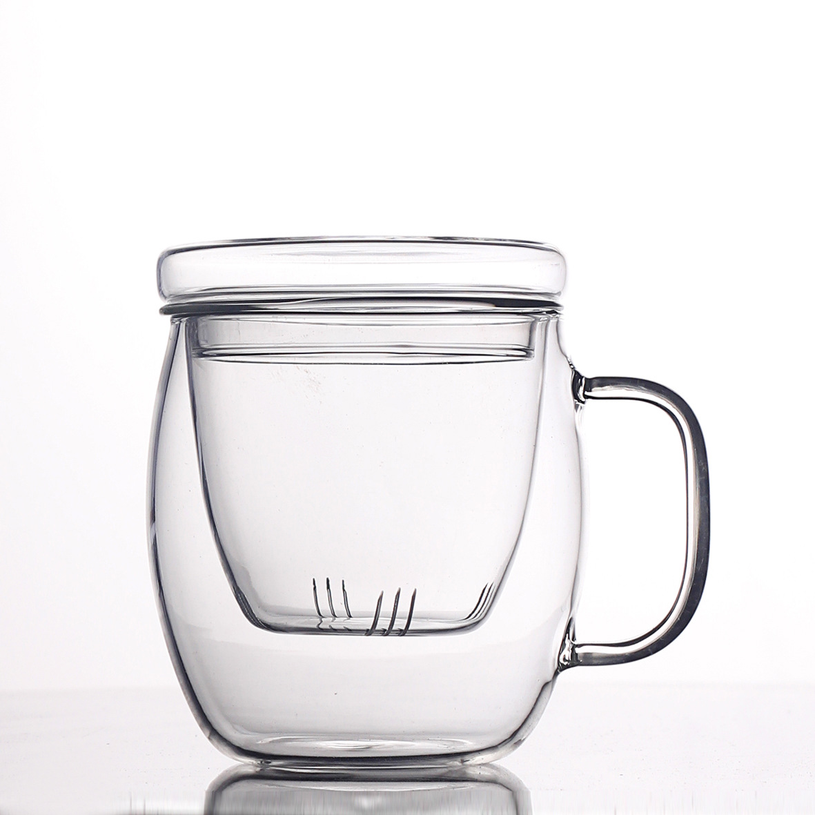 Gran capacidad de vidrio de estilo japonés de tres piezas resistente al calor té separación taza de té taza de agua filtro doméstico flor taza de té