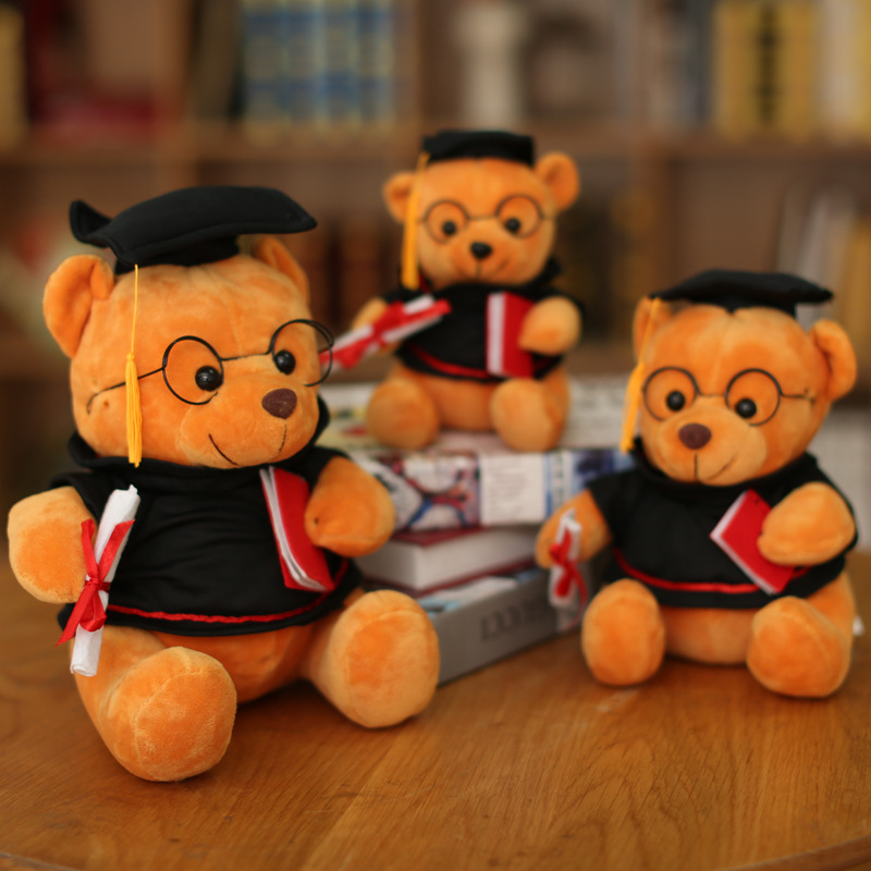 Doctor oso graduación oso peluche muñeca de juguete personalizable nombre de la escuela más LOGO graduación regalo conmemorativo