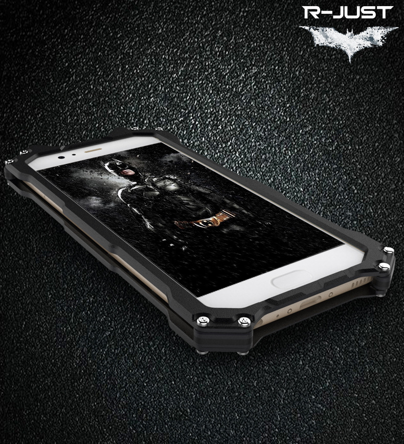 R-Just Batman Shockproof Aluminum Shell Metal Case with Custom Batarang Stent for Huawei P10 & Huawei P10 Plus