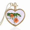 Golden glossy organic necklace heart shaped, pendant, lace dress, wholesale