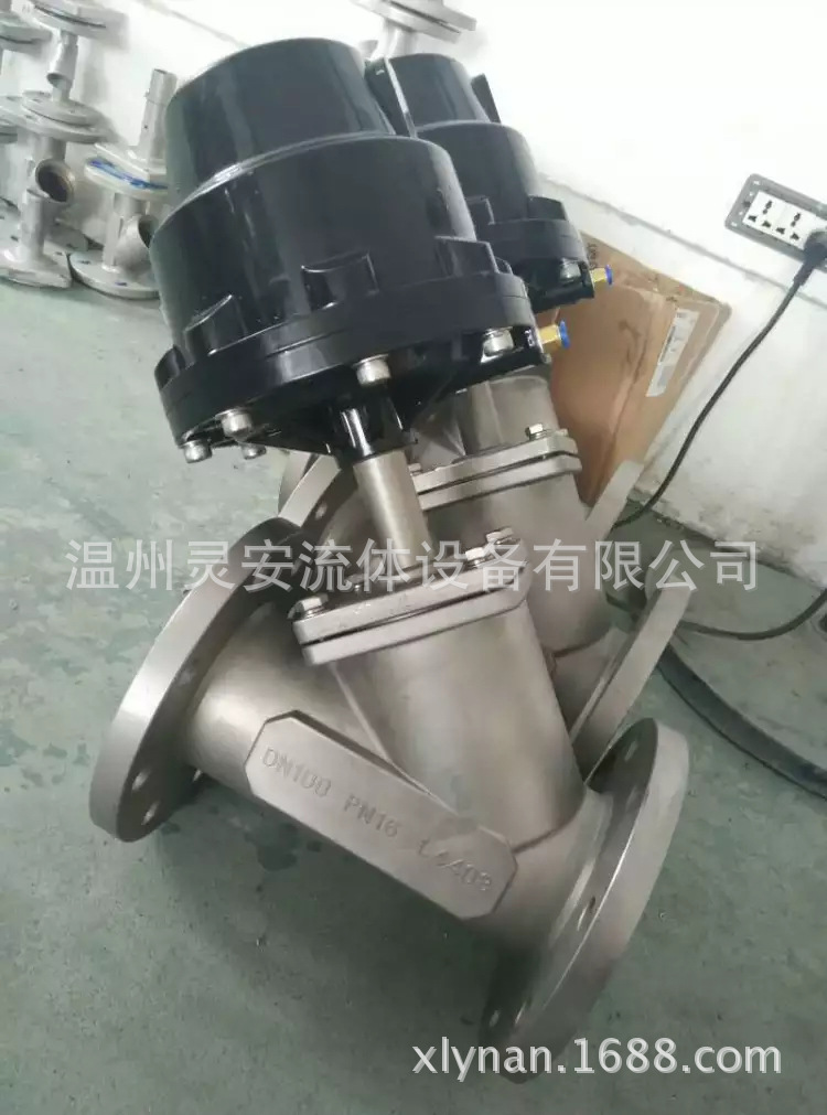 DN50塑料头法兰角座阀 气动角座阀 不锈钢304角座阀 宝德气动阀