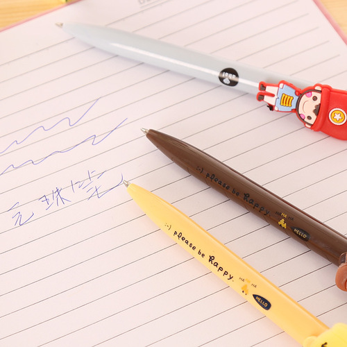 卡通小动物圆珠笔小学生创意文具批发韩国创意按动写字笔文具用品