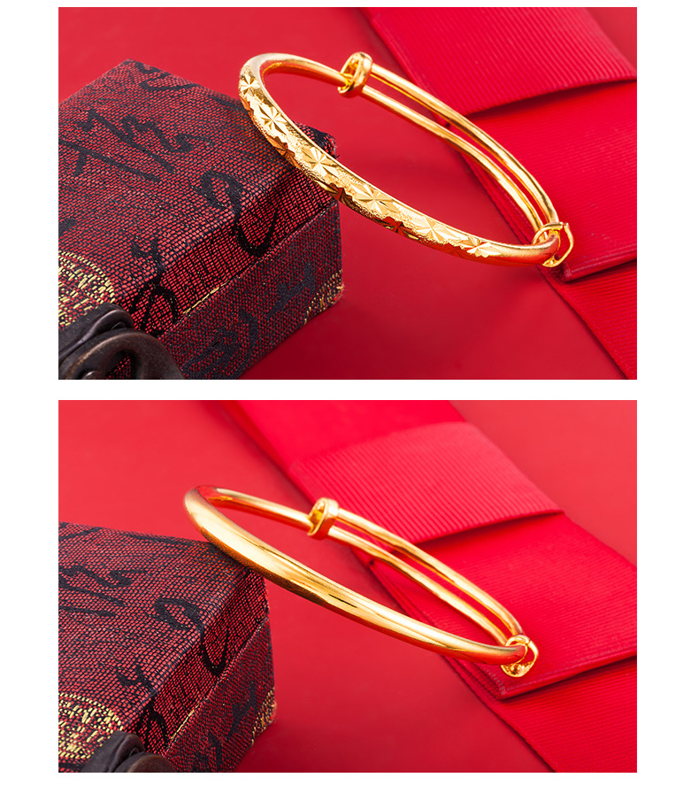 Chinoiserie Geometric Copper Gold Plated Bangle display picture 2