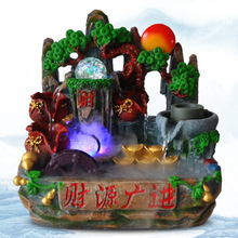 财源广进假山流水摆件石磨礼品仿真树脂假山盆景批发